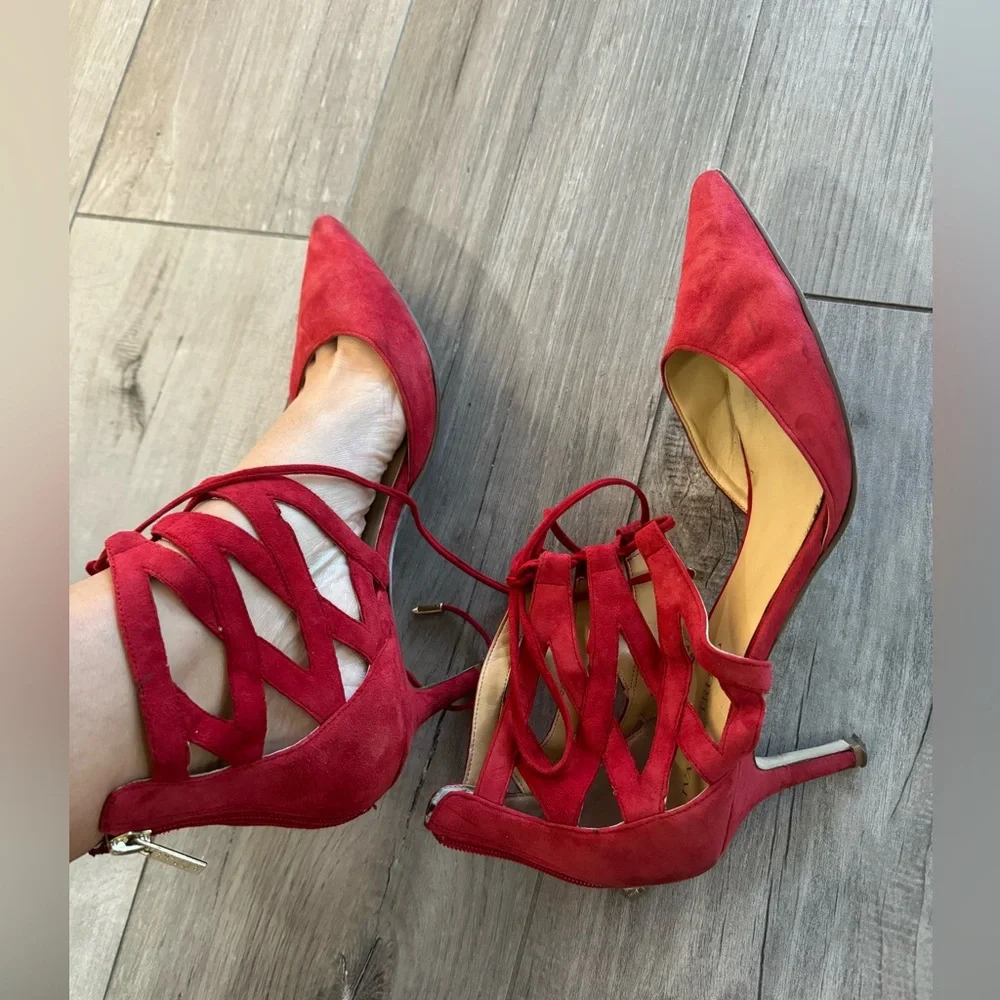 Red Ivanka Trump comfortable suede low heel shoes Size 10 no returns - Picture 7 of 16